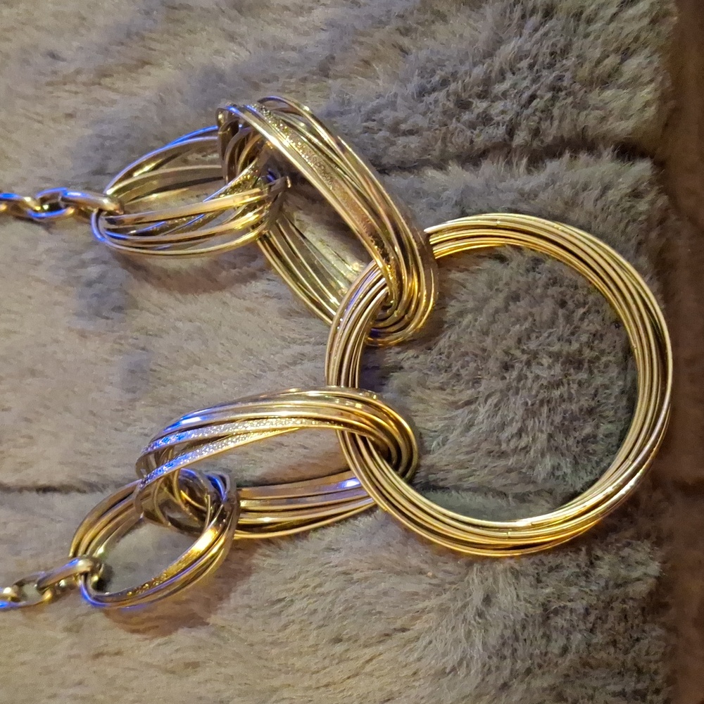 Silver Multiring Statement Necklace Inc. Brand Euc - image 4